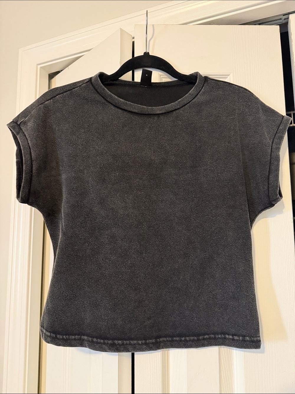 SHEIN Washed Charcoal Short Sleeve Crewneck Top